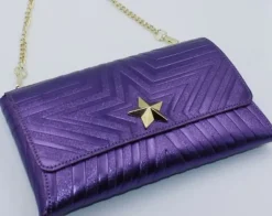 TRACOLLE POCHETTE STELLINA PELLE VIOLA