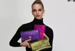 TRACOLLE POCHETTE STELLINA PELLE VIOLA