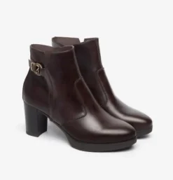 TRONCHETTI PELLE MARRONE LOGO FIBBIA