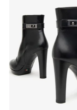 TRONCHETTI PELLE NERA APPLICAZIONE LATERALE