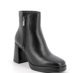 TRONCHETTI PELLE NERA MORBIDA ZIP