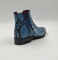 TRONCHETTI TEXAN IN PELLE EFFETTO PITONE CELESTE